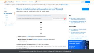 
                            13. Ubuntu installation stuck at logo splash screen? - Stack Overflow