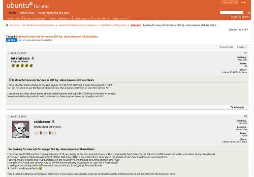 
                            3. [ubuntu] looking for new o/s for eee pc 701 4g - does anyone still ...