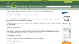 
                            9. Ubuntu on my Chromebook. I thought I knew my login but I don't ...