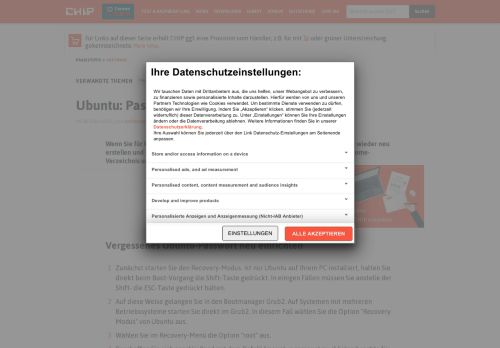 
                            9. Ubuntu: Passwort vergessen – was tun? - CHIP