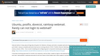 
                            8. Ubuntu, postfix, dovecot, rainloop webmail. Rarely can not login ...