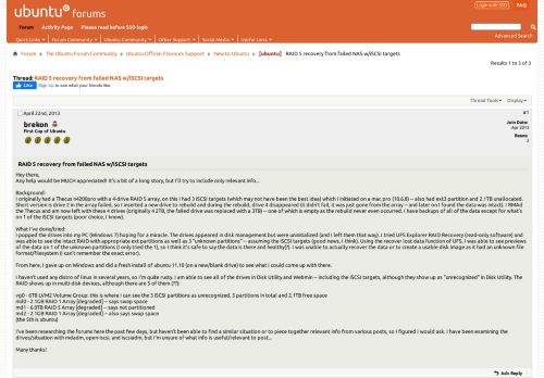 
                            5. [ubuntu] RAID 5 recovery from failed NAS w/iSCSI targets - Ubuntu ...