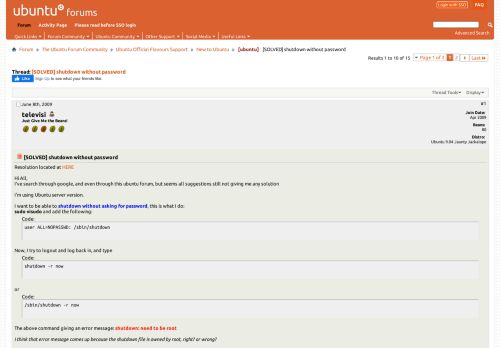 
                            3. [ubuntu] [SOLVED] shutdown without password - Ubuntu Forums