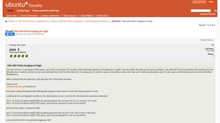 
                            4. [ubuntu] SSH with Putty hanging on login - Ubuntu Forums