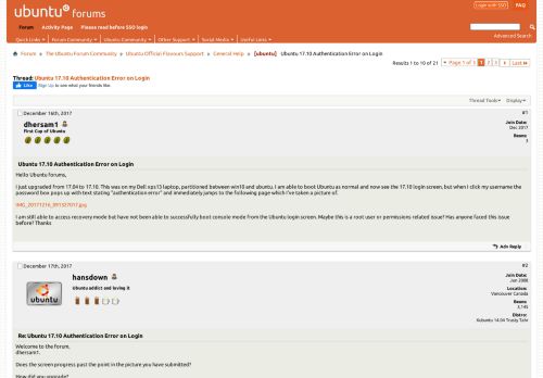 
                            1. [ubuntu] Ubuntu 17.10 Authentication Error on Login - Ubuntu Forums