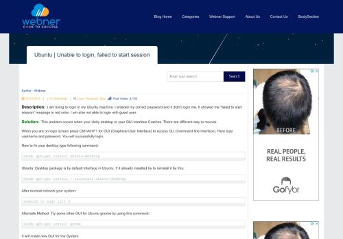 
                            9. Ubuntu | Unable to login, failed to start session - Webner's Blog