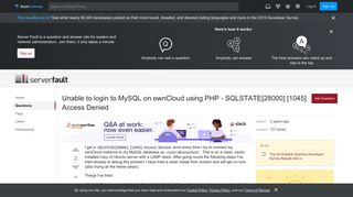 
                            10. ubuntu - Unable to login to MySQL on ownCloud using PHP - SQLSTATE ...