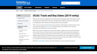 
                            10. UCAS Track and Key Dates (2018 entry) - Coventry University