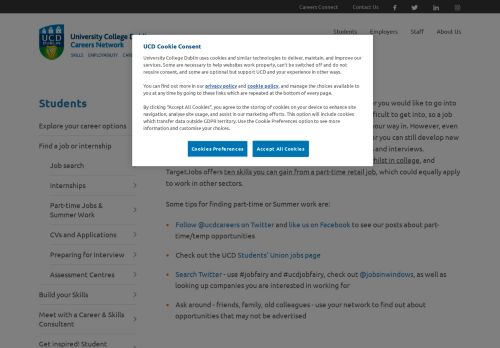 
                            7. UCD Career Development Centre - Part-time jobs & summer work