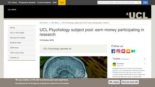 
                            13. UCL Psychology subject pool: earn money participating in research ...