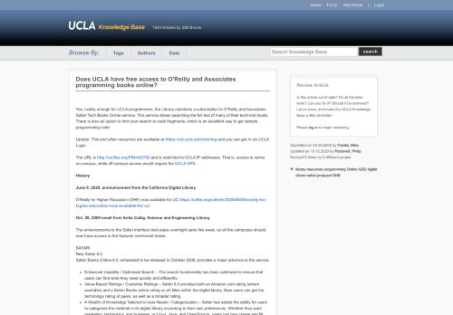
                            13. UCLA Knowledge Base : Does UCLA have free access to O'Reilly ...