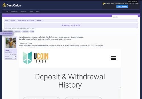 
                            8. Ucoincash Is A Scam??? | DeepOnion Forum