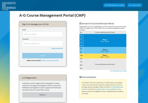 
                            11. UCOP A-G Course Management Portal (CMP)