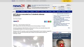 
                            12. UCT library evacuated as 3 students attempt shutdown | News24