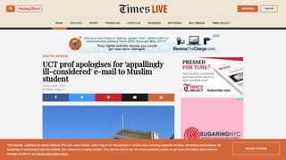 
                            9. UCT prof apologises for 'appallingly ill-considered' e-mail to Muslim ...