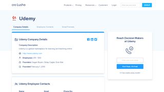 
                            12. Udemy - Email Address Format & Contact Phone Number - Lusha