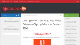
                            7. Udio App Offer – Get Rs.20 Free Wallet Balance on Sign Up (<a href ...