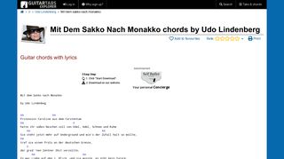 
                            12. UDO LINDENBERG: Mit Dem Sakko Nach Monakko Guitar chords ...