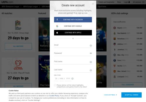 
                            11. UEFA.com - account - Effettua il login al tuo account