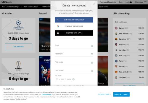 
                            2. UEFA.com - user account - Log in