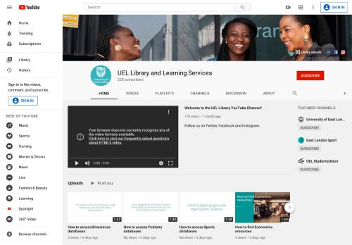 
                            6. UEL Library and Learning Services - YouTube