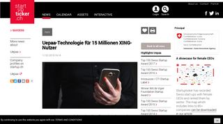 
                            12. Uepaa-Technologie für 15 Millionen XING-Nutzer Startupticker.ch ...