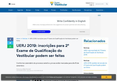 
                            8. UERJ 2019: inscrições para 2º Exame de Qualificação do Vestibular ...