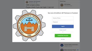 
                            4. UET Peshawar - CMS is back online. Please check if you... | Facebook
