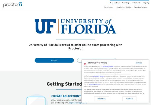 
                            10. UF ProctorU portal - Online Proctoring Center Powered by ProctorU