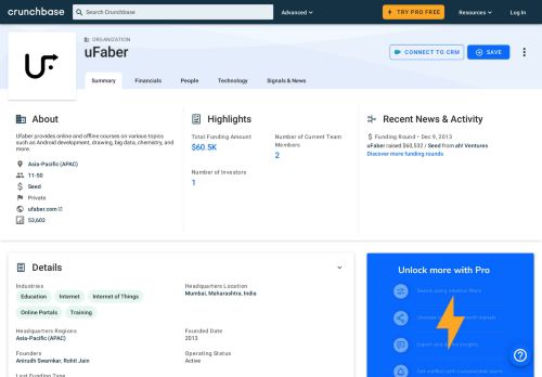 
                            8. uFaber | Crunchbase