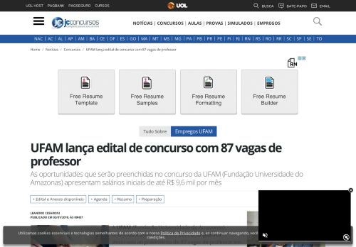 
                            8. UFAM lança edital de concurso com 87 vagas de ... - JC Concursos