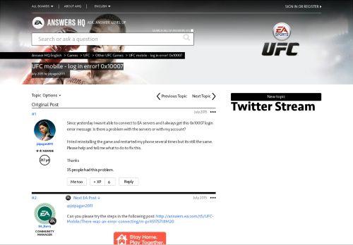 
                            1. UFC mobile - log in error! 0x10007 - Answer HQ