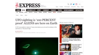 
                            7. UFO sighting is '100 PERCENT' proof ALEINS are here on Earth ...