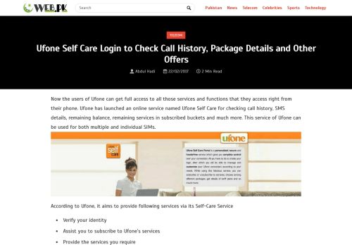 
                            6. Ufone Self Care Login to Check Call History, Package ...