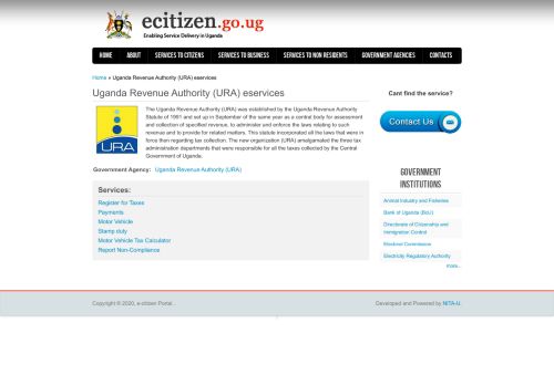 
                            8. Uganda Revenue Authority (URA) eservices | eCitizens - eCitizen Portal