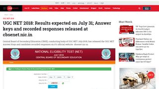 
                            11. UGC NET 2018: Results expected on July 31; Answer keys and ...