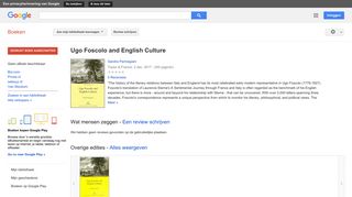 
                            8. Ugo Foscolo and English Culture - Resultaten voor Zoeken naar boeken met Google