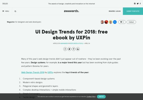 
                            13. UI Design Trends for 2018: free ebook by UXPin - Awwwards