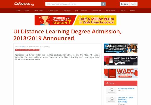 
                            10. UI Distance Learning Degree Admission, 2018/2019 Announced ...