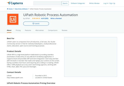 
                            9. UiPath Robotic Process Automation Reviews and Pricing - 2019