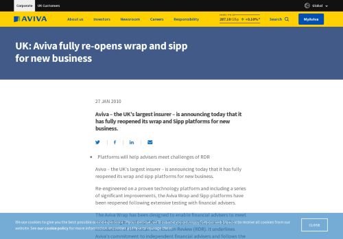 
                            4. UK: Aviva fully re-opens wrap and sipp for new business - Aviva plc