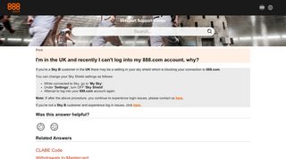 
                            9. UK Members - Login Issues | 888sport Support Center