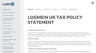 
                            6. UK Tax Policy Statement | LogMeIn