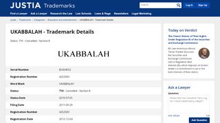 
                            8. UKABBALAH Trademark of Kabbalah Centre International, Inc ...
