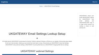 
                            8. UKGATEWAY.NET Email - E-mail SMTP & IMAP Settings