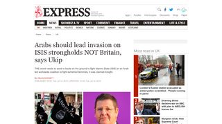 
                            8. Ukip: Arabs should lead invasion on ISIS strongholds NOT Britain | UK ...