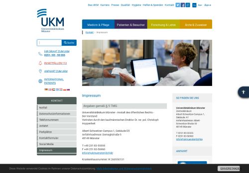 
                            8. UKM (Universitätsklinikum Münster): Impressum