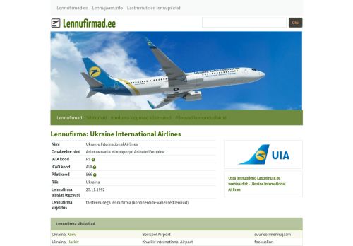 
                            11. Ukraine International Airlines - Lennufirma info - Lennufirmad.ee ...
