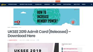 
                            9. UKSEE 2019 Admit Card – Download Here | AglaSem Admission