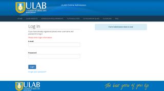 
                            8. ULAB Online Admission System - Login
